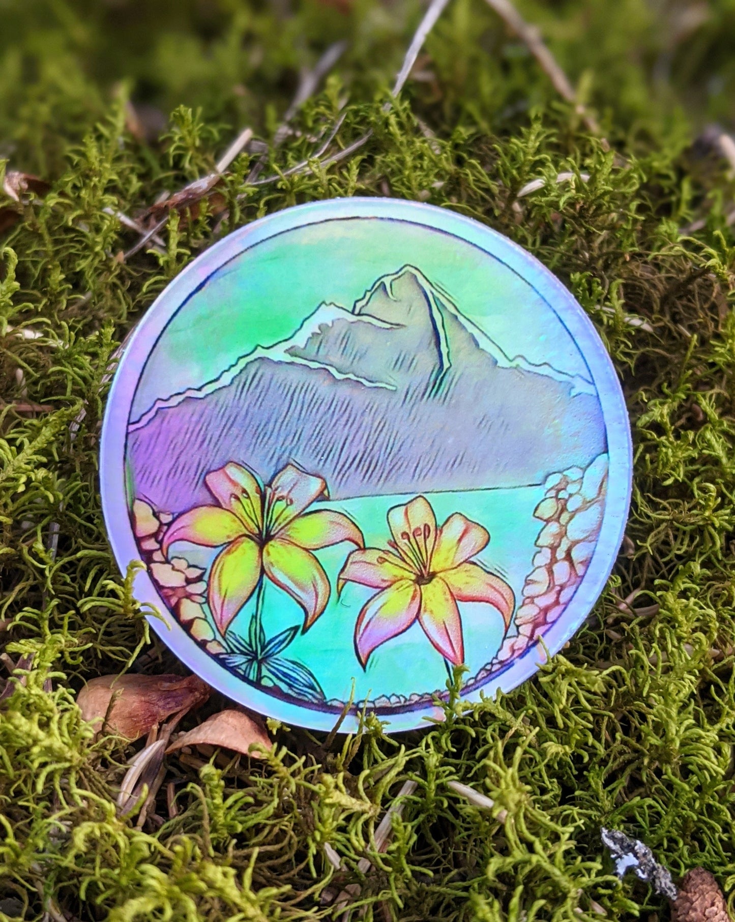 Sticker | Wood Lilies at Pyramid Lake, Jasper National Park | Holographic